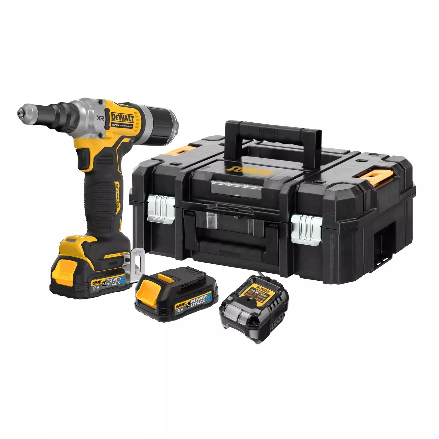DeWALT DCF414E2GT Kit de pince à riveter sans fil Li-ion 18 V (2 batteries 1,7 Ah) dans TSTAK - 6,3 mm-image