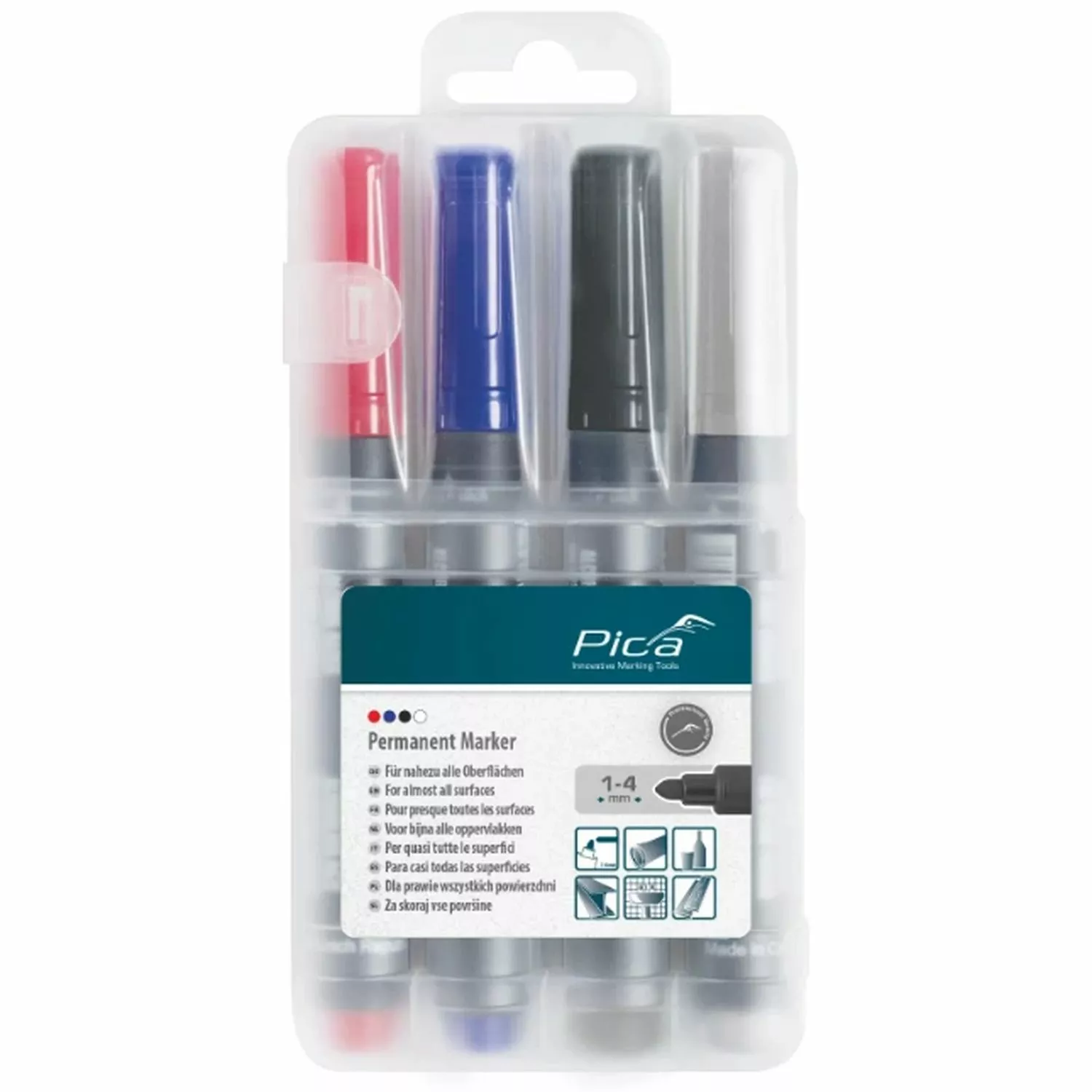 Pica Classic 520/04 Permanent Marker in 4 kleuren - ronde punt-image