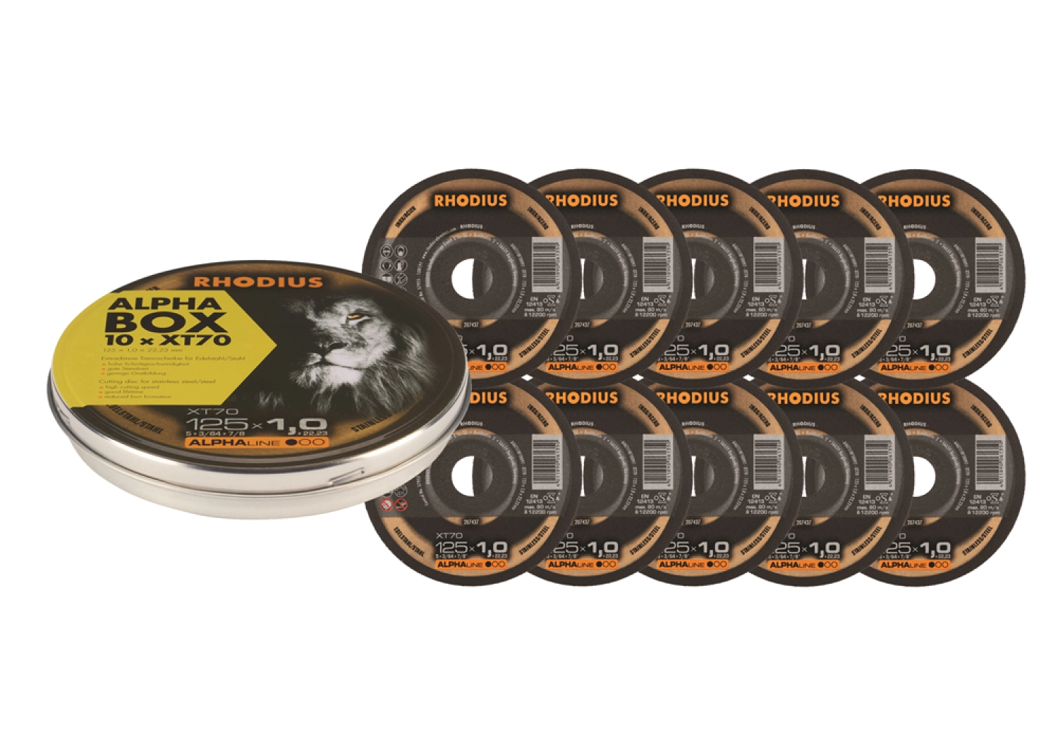 Rhodius 208226 XT70 ALPHALINE l Doorslijpschijf extra dun 125 x 22,23 x 1,0mm 10 st.-image