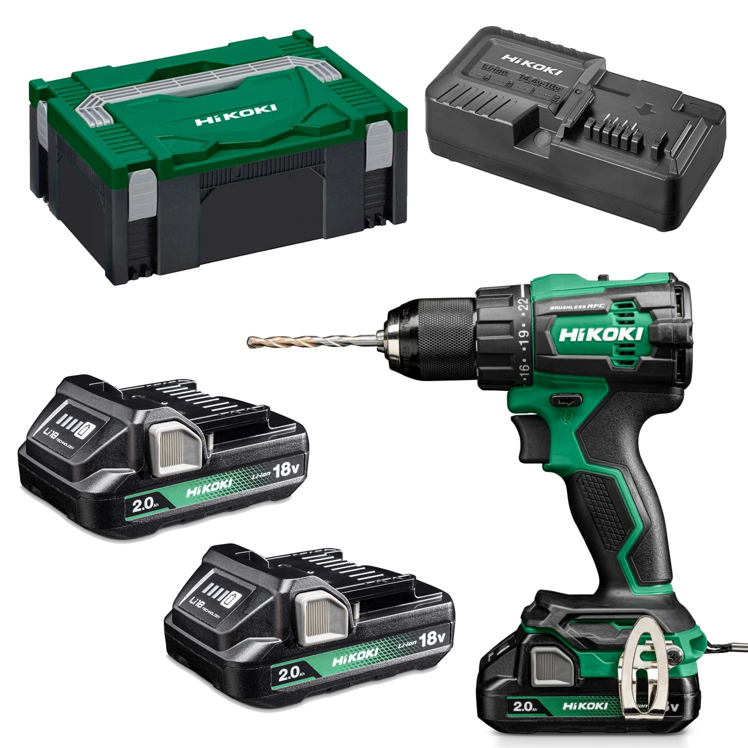 HiKOKI DV18DEWQZ 18V Li-ion accu klopboorschroefmachine set (2x 2.0Ah accu) in HSC II Koffer - 70Nm-image
