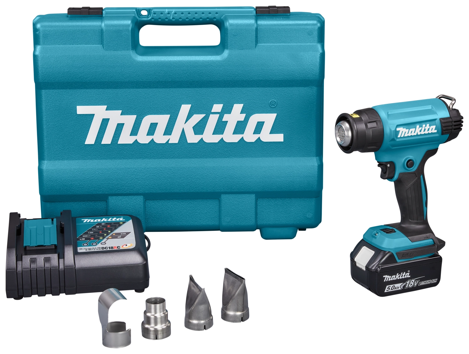 Makita DHG181RT 18V Li-Ion accu heteluchtpistool set (1x 5,0Ah) in koffer - 550°C - 200l/min-image