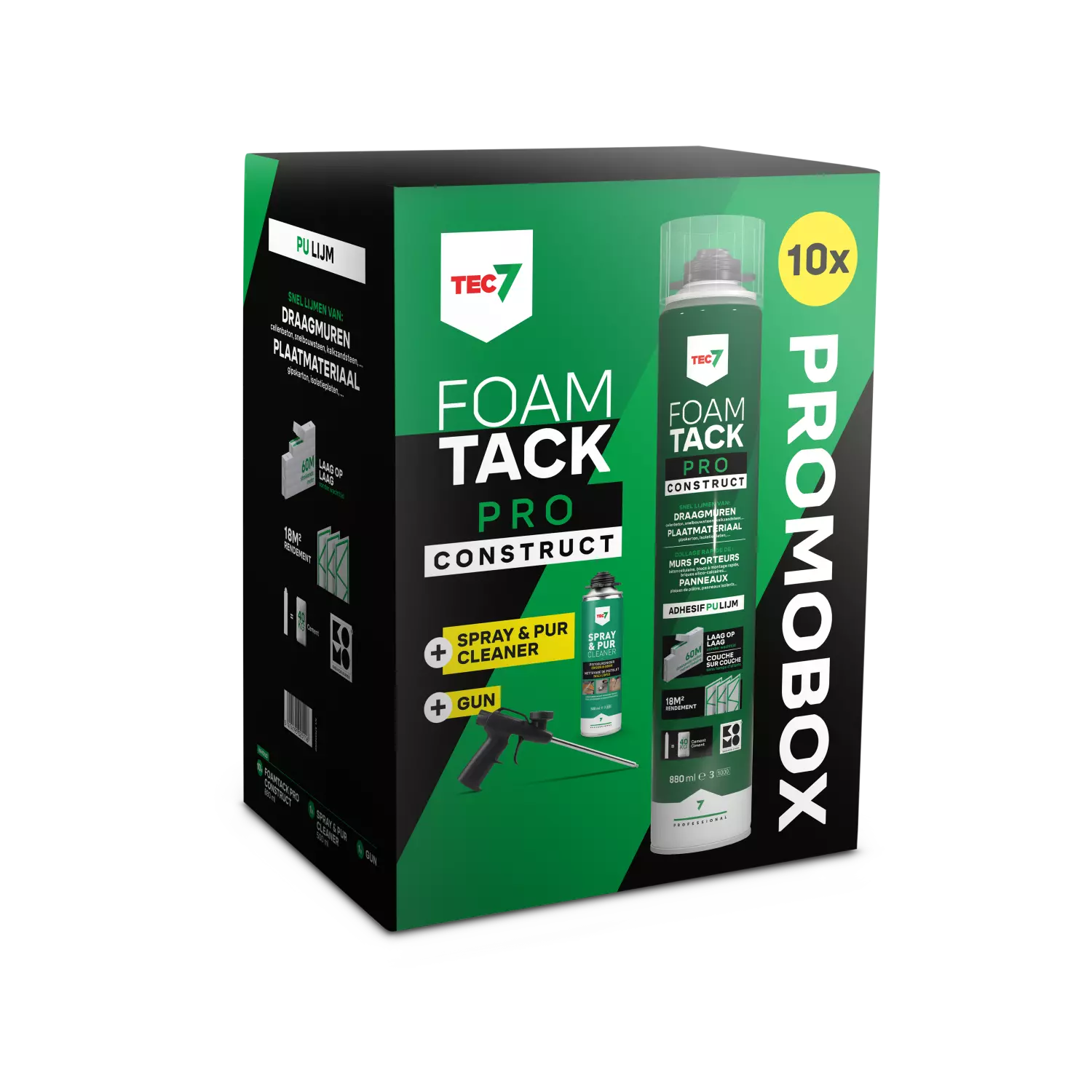 TEC7 FoamTack Pro Construct Combipack (10 x 880 ml, nettoyant et pistolet)-image