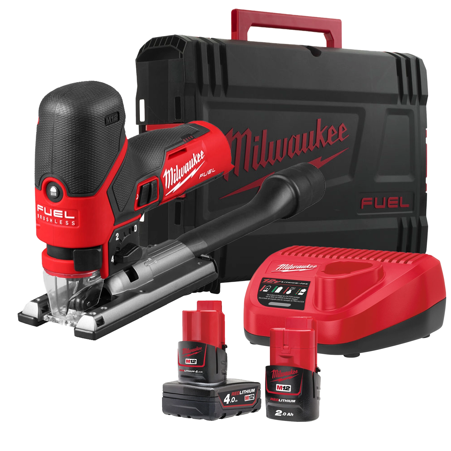 Milwaukee M12 FJS-422X 12V Li-ion Set de scie sauteuse sans fil (1x batterie 4.0Ah + 2.0Ah) dans un coffret HD-image