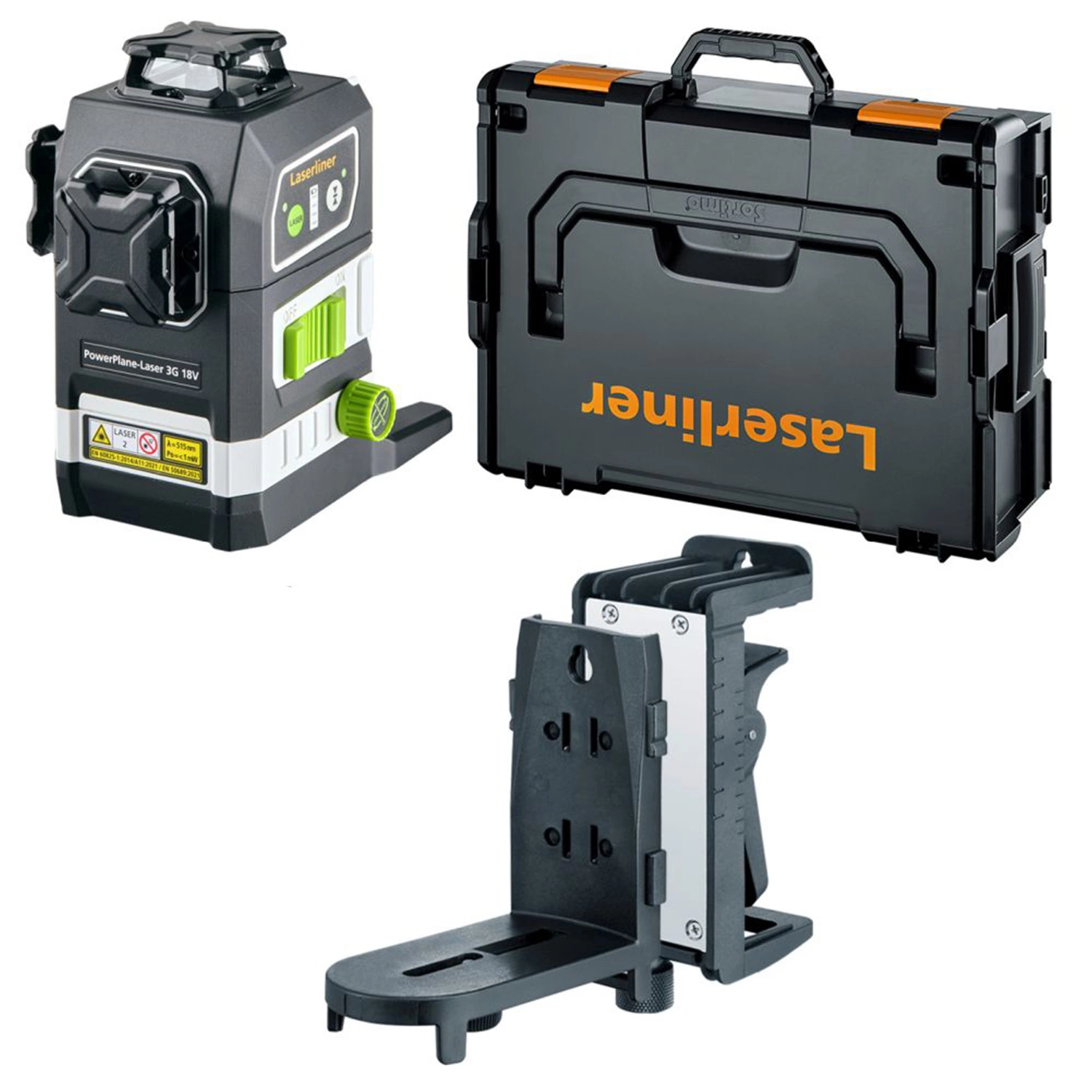 Laserliner PowerPlane-Laser 3G Multi-18V Kruislijnlaser in L-Boxx - 3 lijnen - groen - 60m - IP54-image