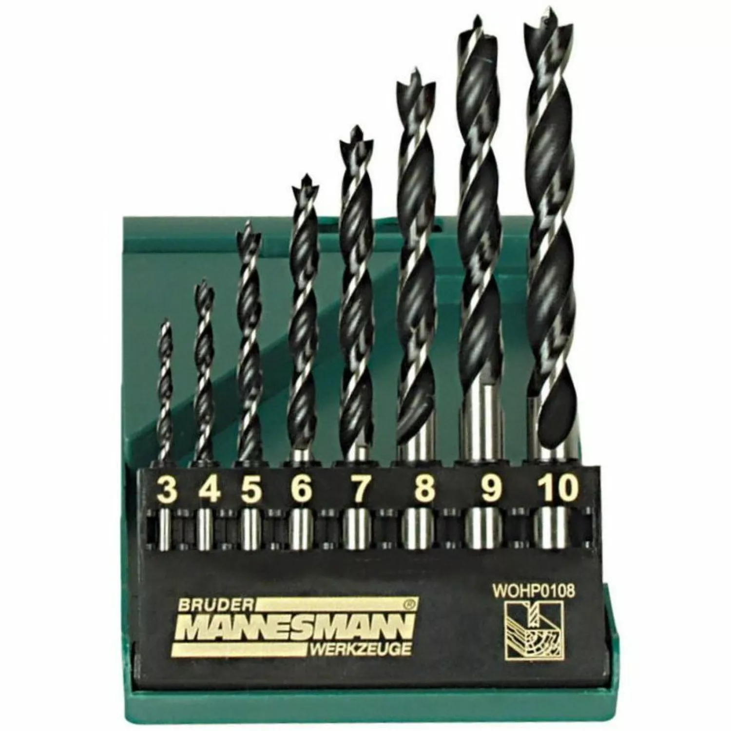 Brüder Mannesmann 54308 Coffret de perçage bois 8 pièces - 3-10mm-image