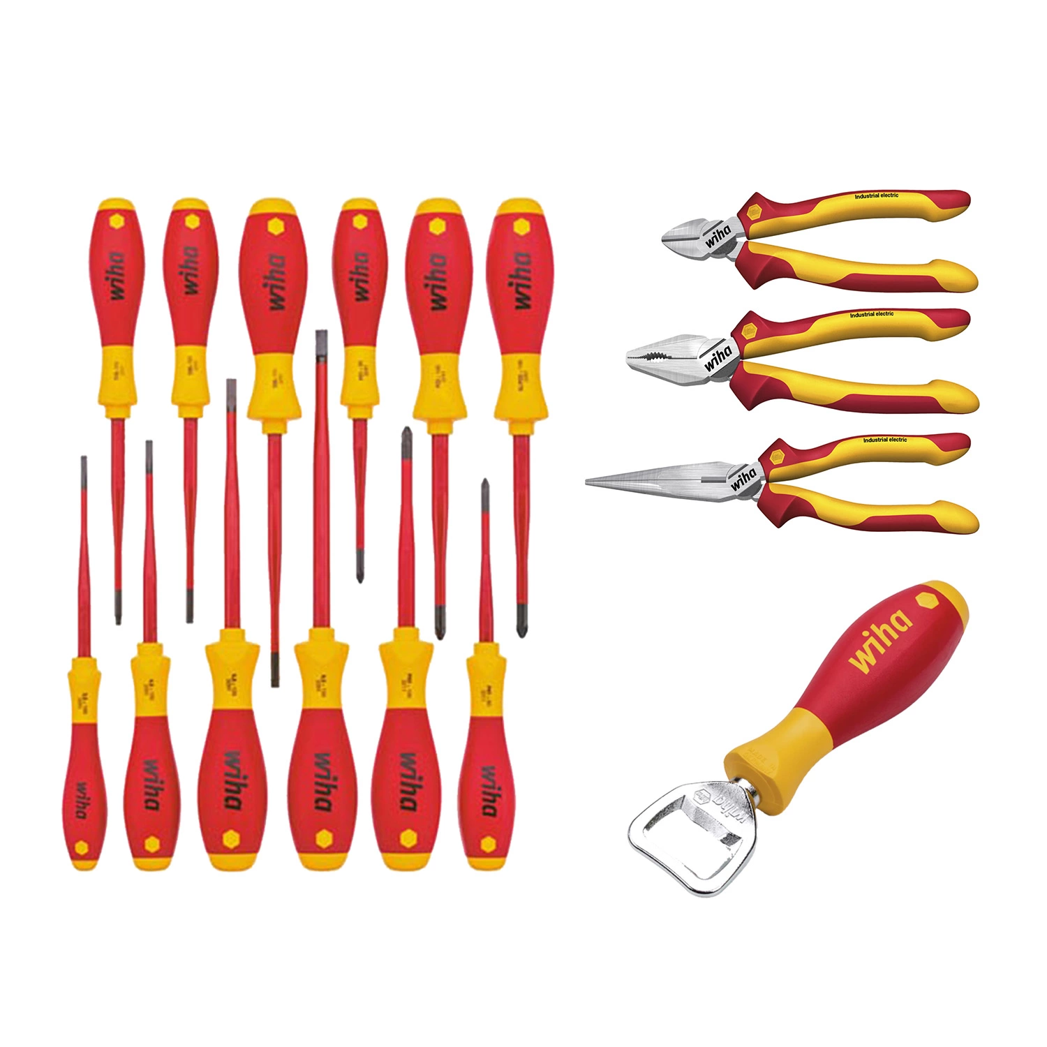 Wiha 3201 K12 12-delige Schroevendraaierset + 3-delige tangenset + Flesopener-image