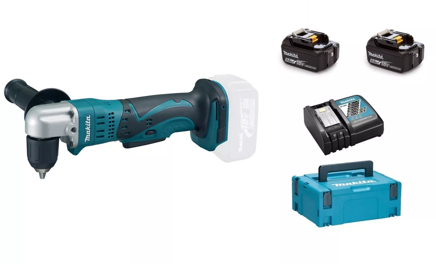 Makita DDA351RTJ Perceuse visseuse d'angle sans-fil - 18V Li-ion - 2 batteries 5,0 Ah - MAKPAC-image