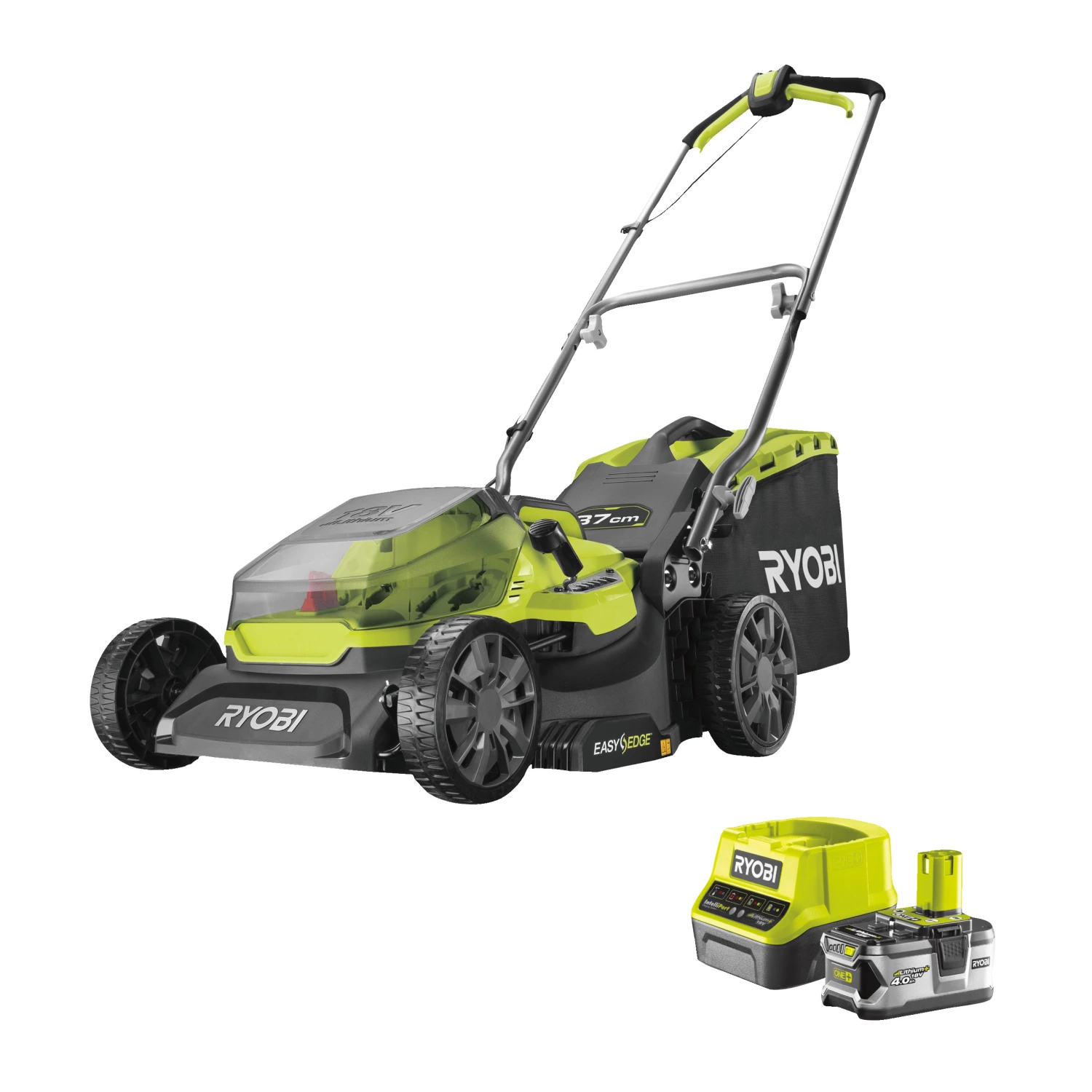 Ryobi RY18LM37A-140 Tondeuse à gazon 18 V Li-Ion (1 batterie 4,0 Ah) - 37 cm-image