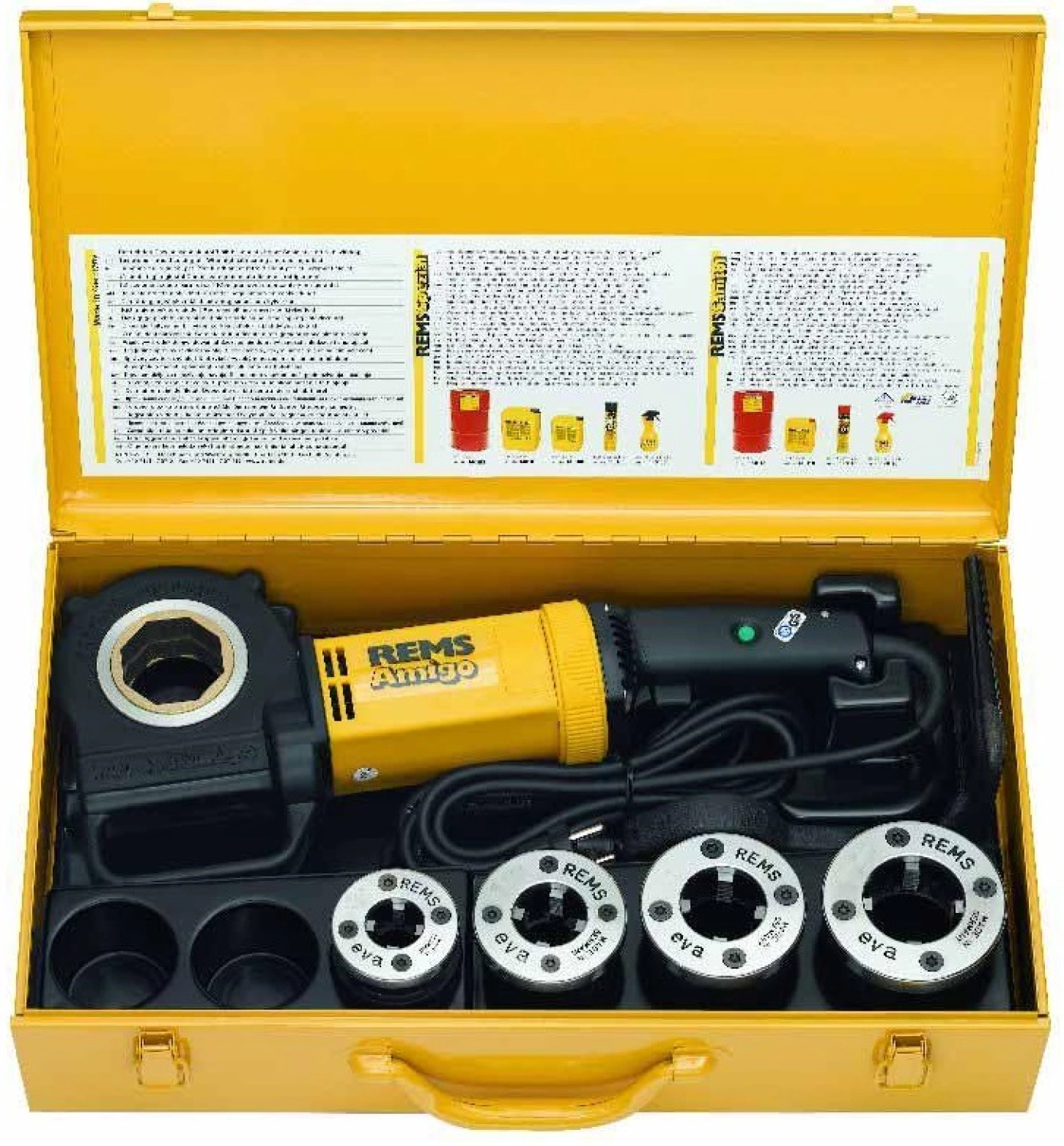 Rems Amigo Set R 1/2-3/4-1-1 1/4" Draadsnijmachine incl. snelwisselsnijkoppen in stalen koffer-image