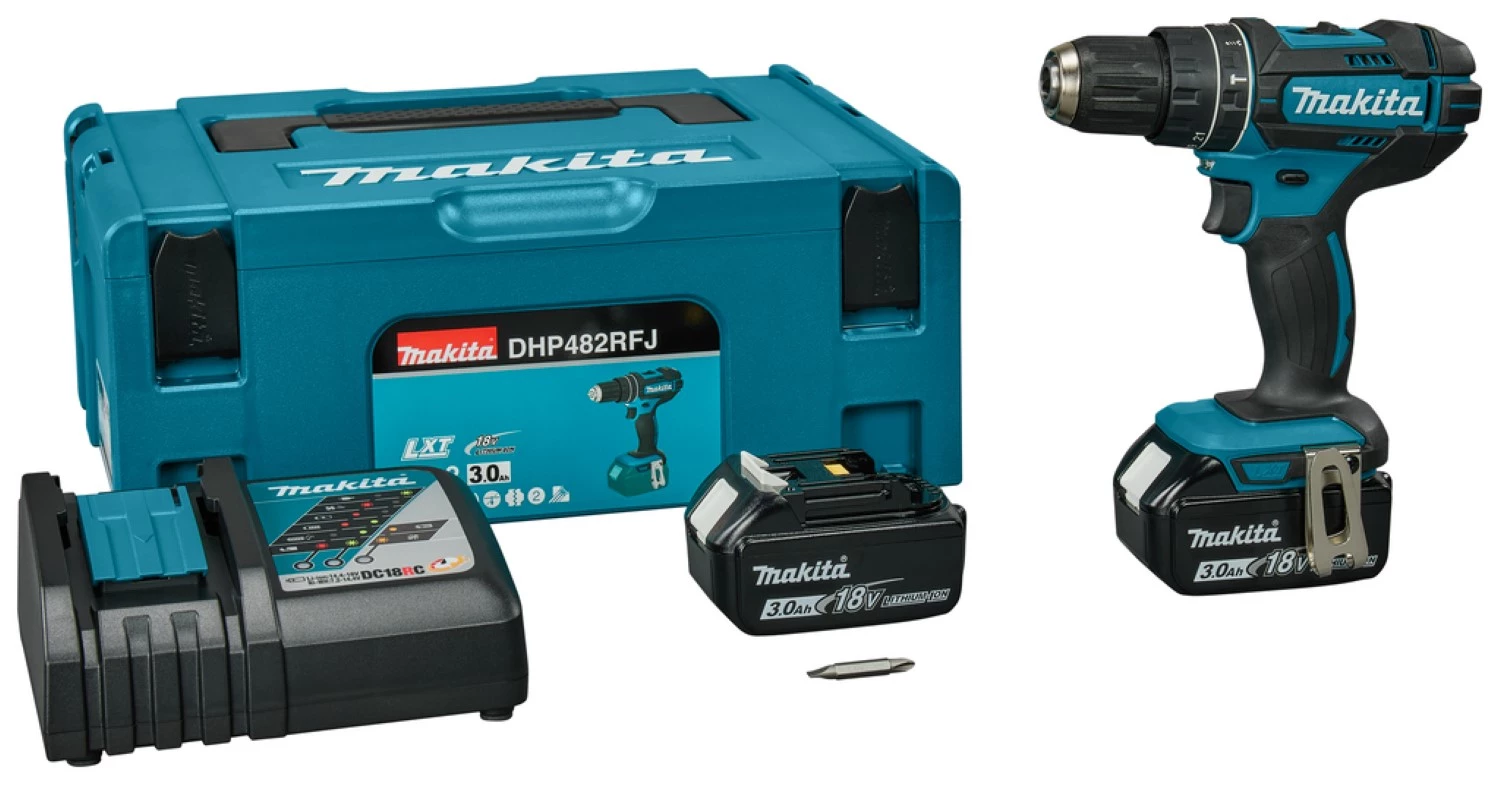 Makita DHP482RFJ 18V Li-Ion accu klopboor- /schroefmachine set (2x 3.0Ah accu) in Mbox-image