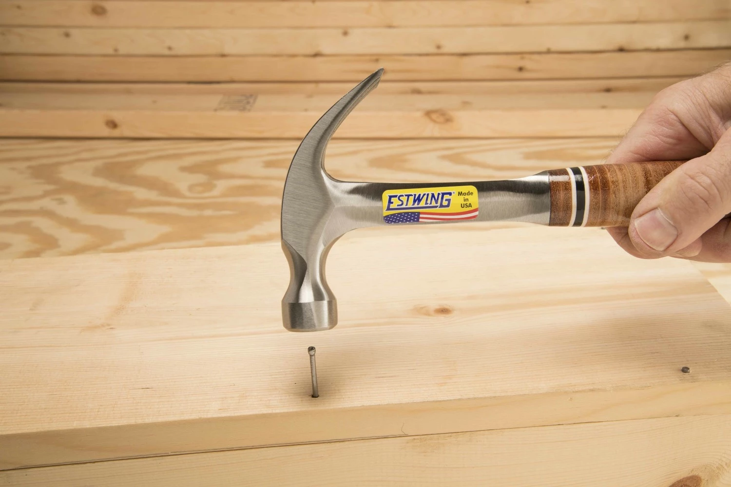 Estwing E16C Marteau à panne courbée - manche en cuir-image