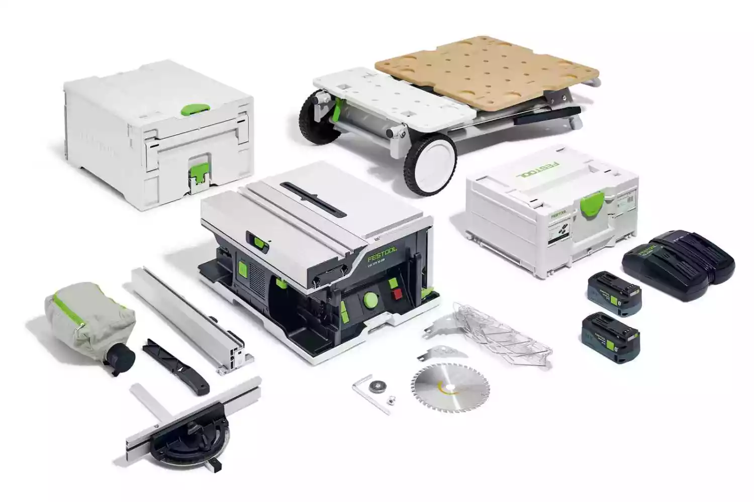 Festool CSC SYS 50 EBI-Set 36V (2x18V) Kit de scie circulaire sur table sans fil (2x5,0Ah) avec support et accessoires - 168 mm-image