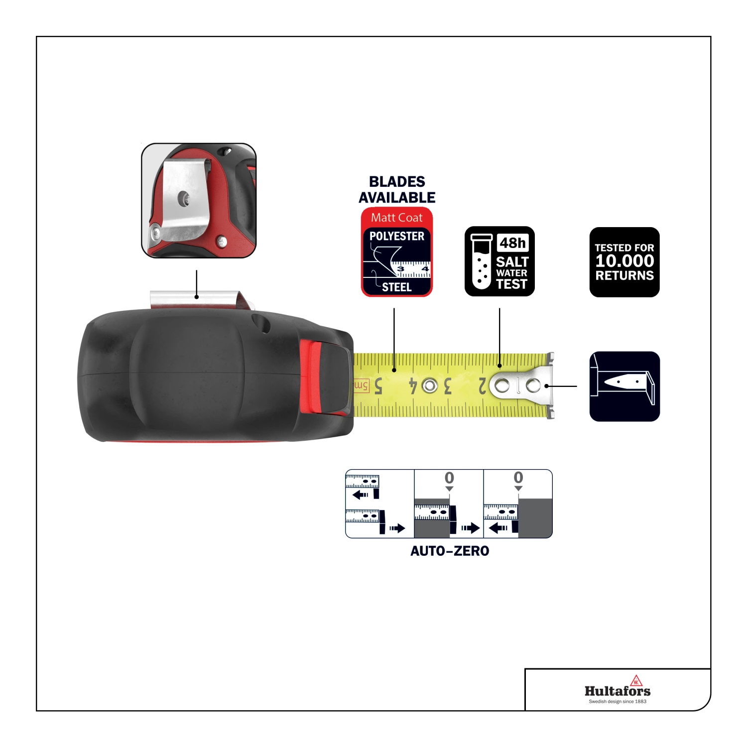 Hultafors PR 5M Mètre à ruban en acier - 5 m x 19 mm-image
