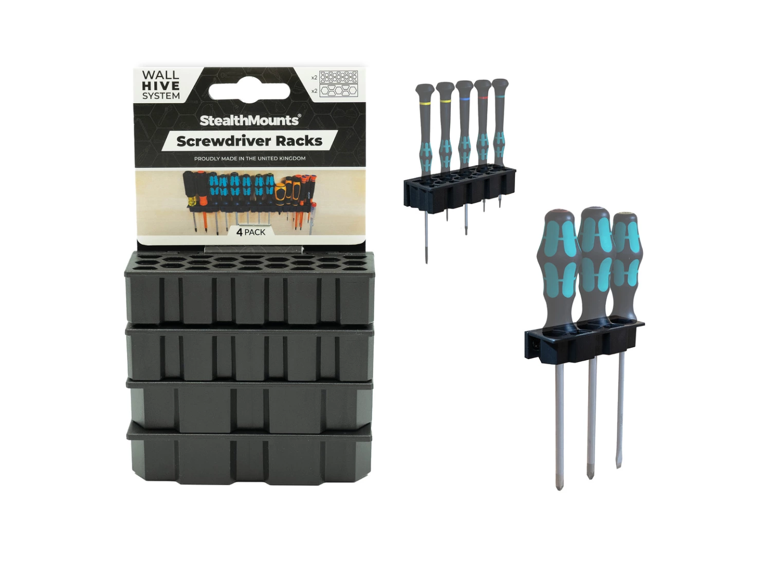 StealthMounts WH-BLK-SD-4 Wandhouder set voor schroevendraaiers - Zwart - 4 stuks-image