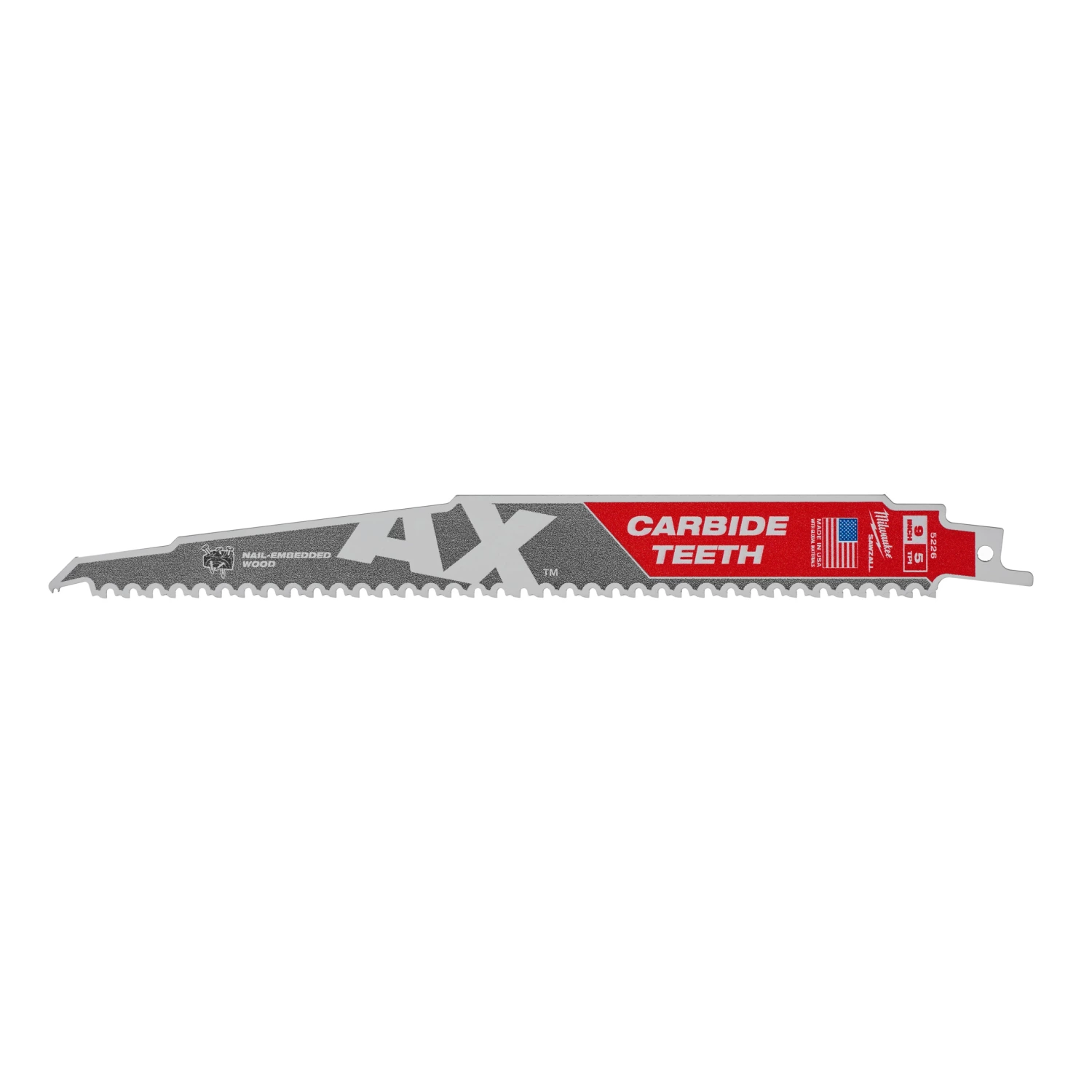 Milwaukee 48475526 Sawzall Reciprozaagblad The AX Carbide - 230 x 5TPI - hout - 5st-image