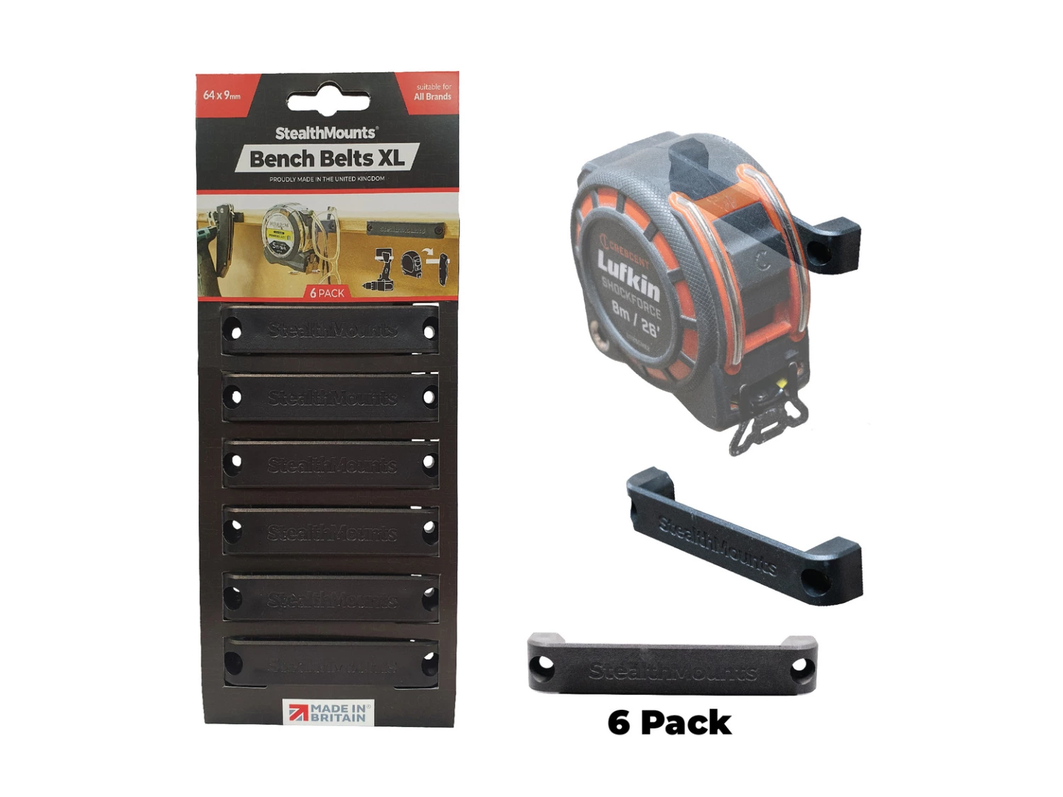 StealthMounts BB-XL-BLK-6 Sangle XL - Noir - 6 pièces-image