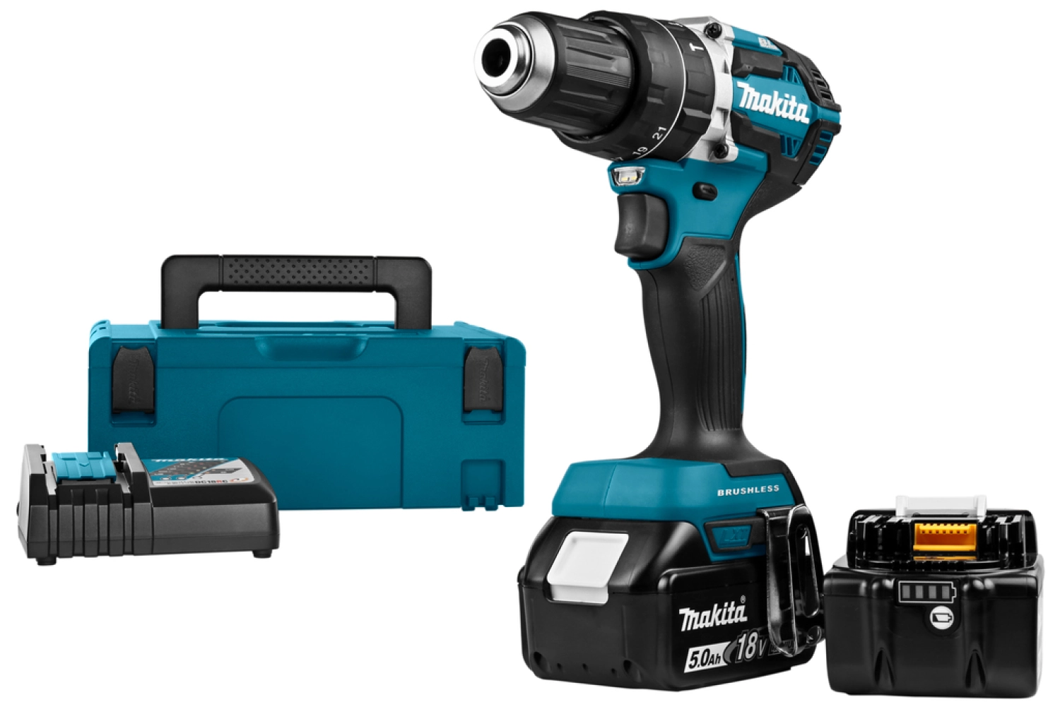 Makita DHP484RTJ 18V Li-Ion accu klopboor- /schroefmachine set (2x 5.0Ah accu) in Mbox - koolborstelloos-image