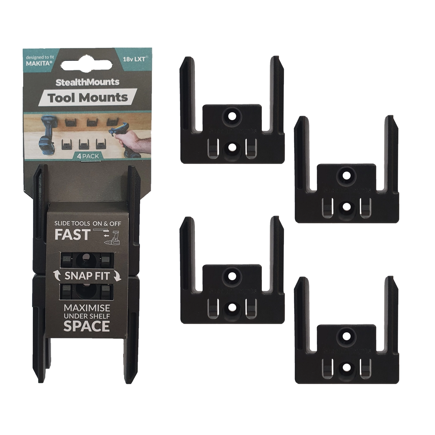 StealthMounts TM-MK18-BLK-4 Machinehouder voor Makita LXT - Zwart - 4-pack-image