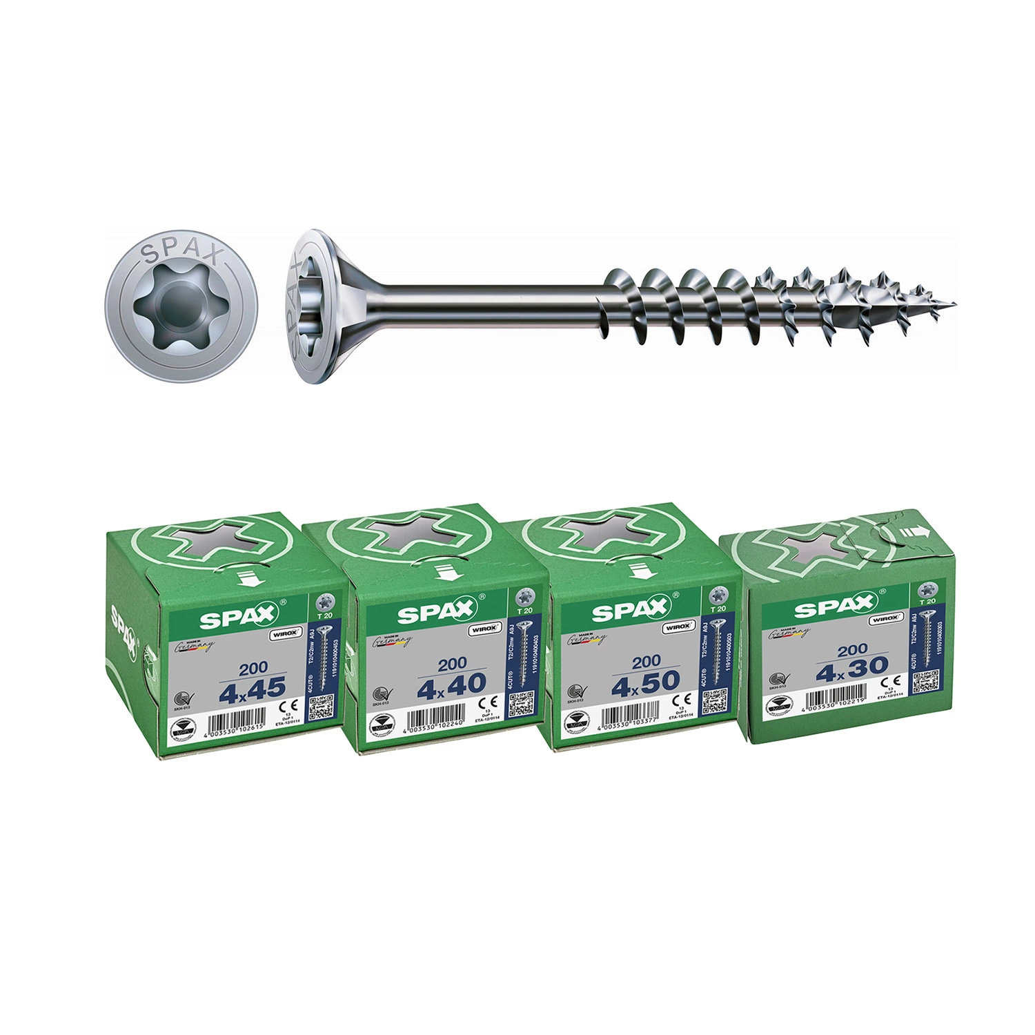 SPAX Set de vis universelle 4 pièces - T-STAR plus T20 - Tête fraisée - Filetage complet - WIROX (800 pièces)-image