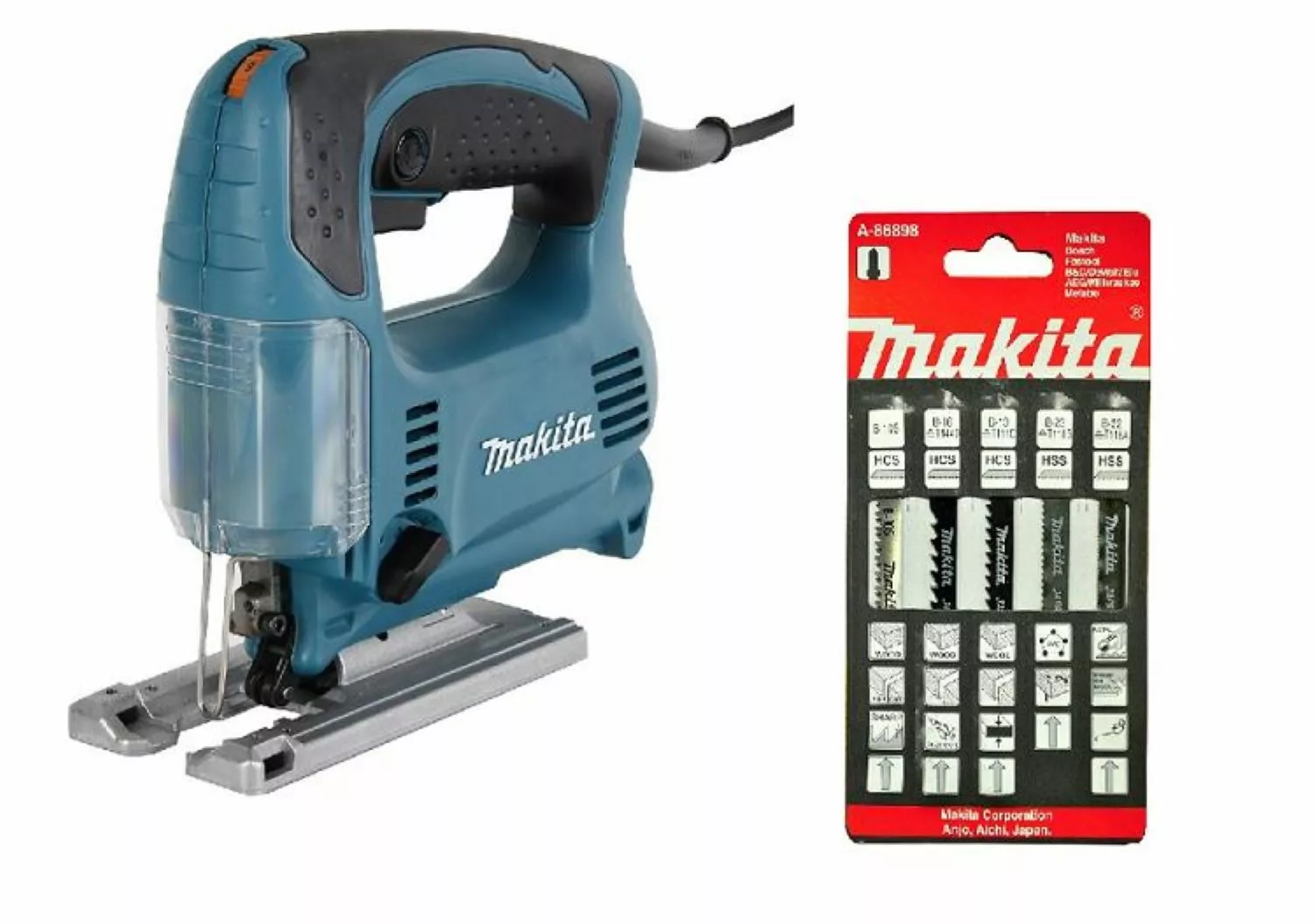 Makita 4329 + A-86898 Scie sauteuse - Jeu de lames de scie sauteuse 5 pièces-image