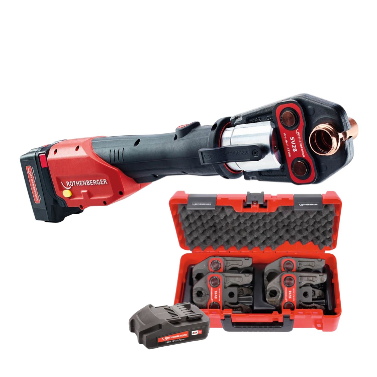 Rothenberger Romax 4000 18V Li-ion accuperstang set (1x 4.0Ah accu) incl. SV 15-22-28mm persbekken in koffer-image