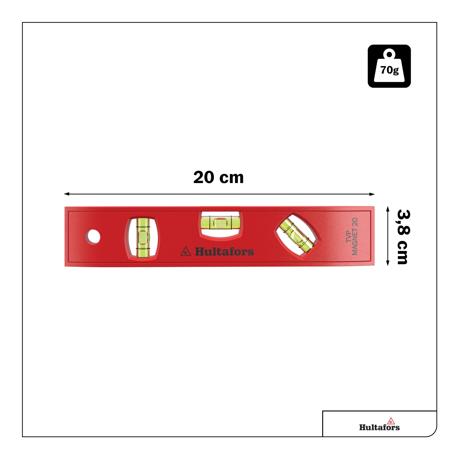 Hultafors TVP Magnetic 20 Niveau à bulle - magnétique - 200 mm-image