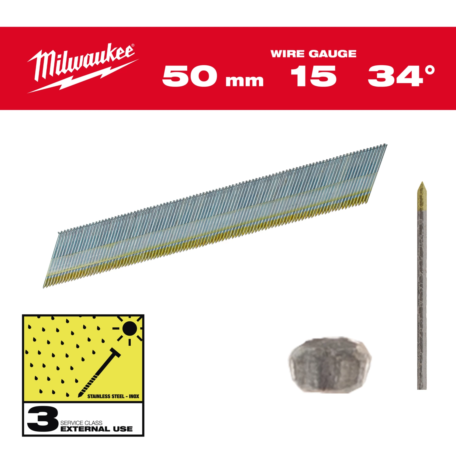 Milwaukee 4932492580 Clous Inox 15G/34/50mm/SC3-2,5kpc-image