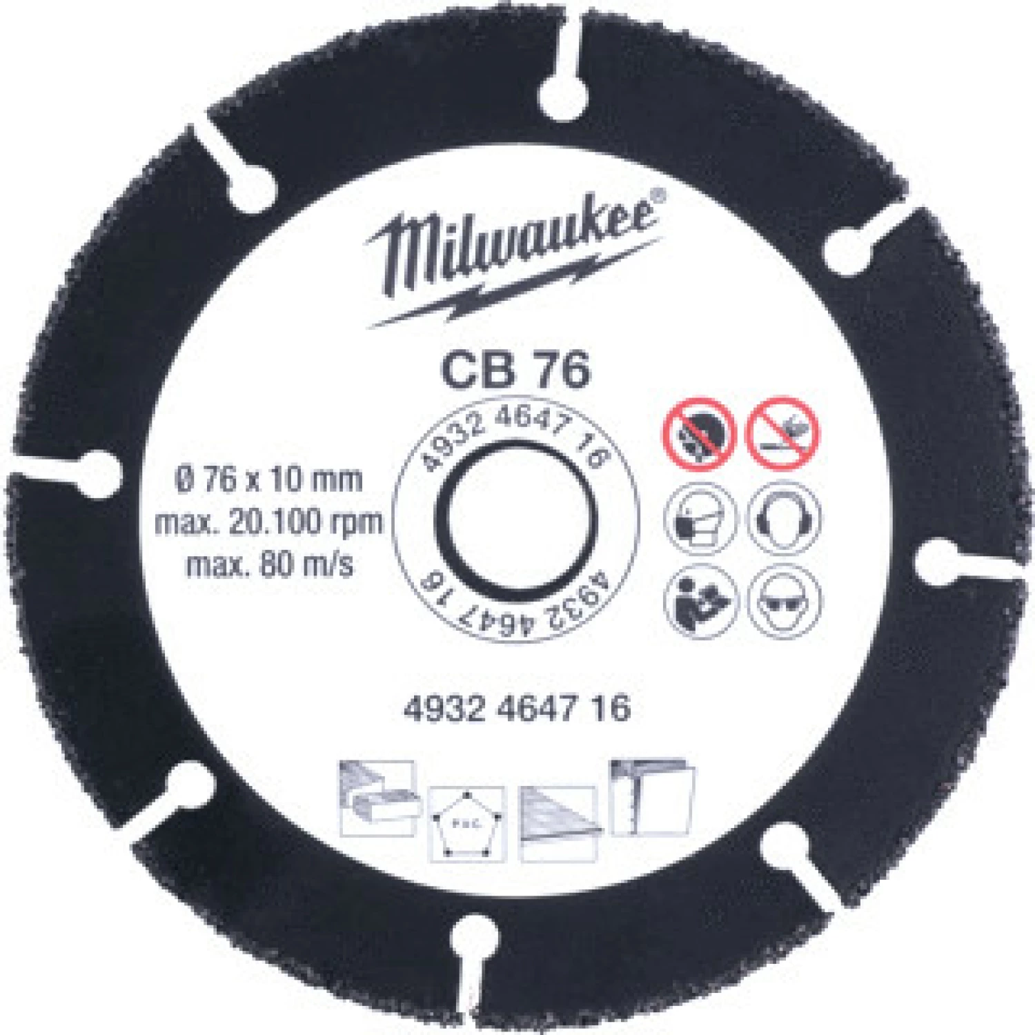 Milwaukee 4932464716 Doorslijpschijf - 76x10mm-image