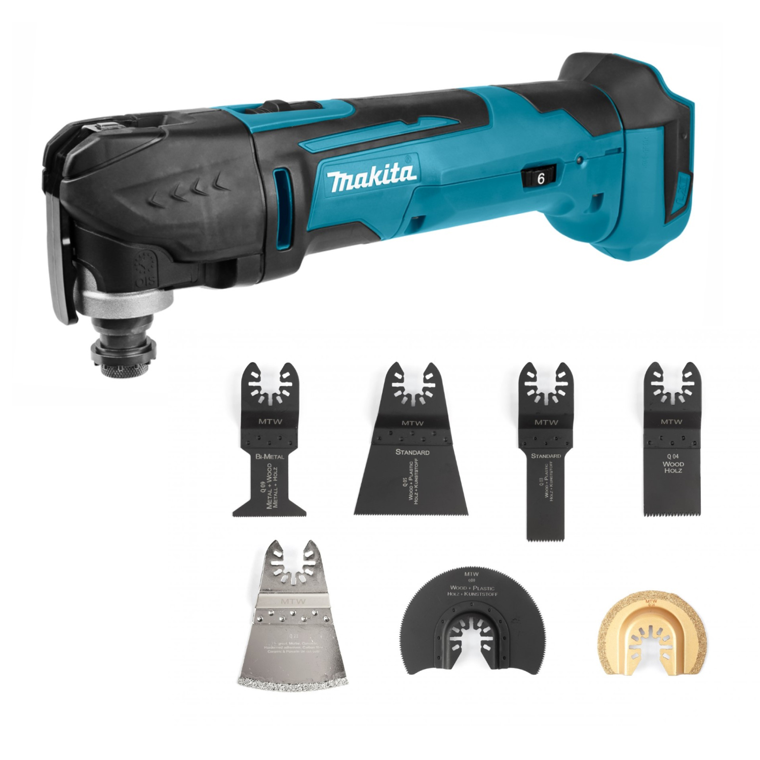 Makita DTM51Z 18V Li-Ion Accu multitool body incl. 7-delige multitool zaagbladen set-image