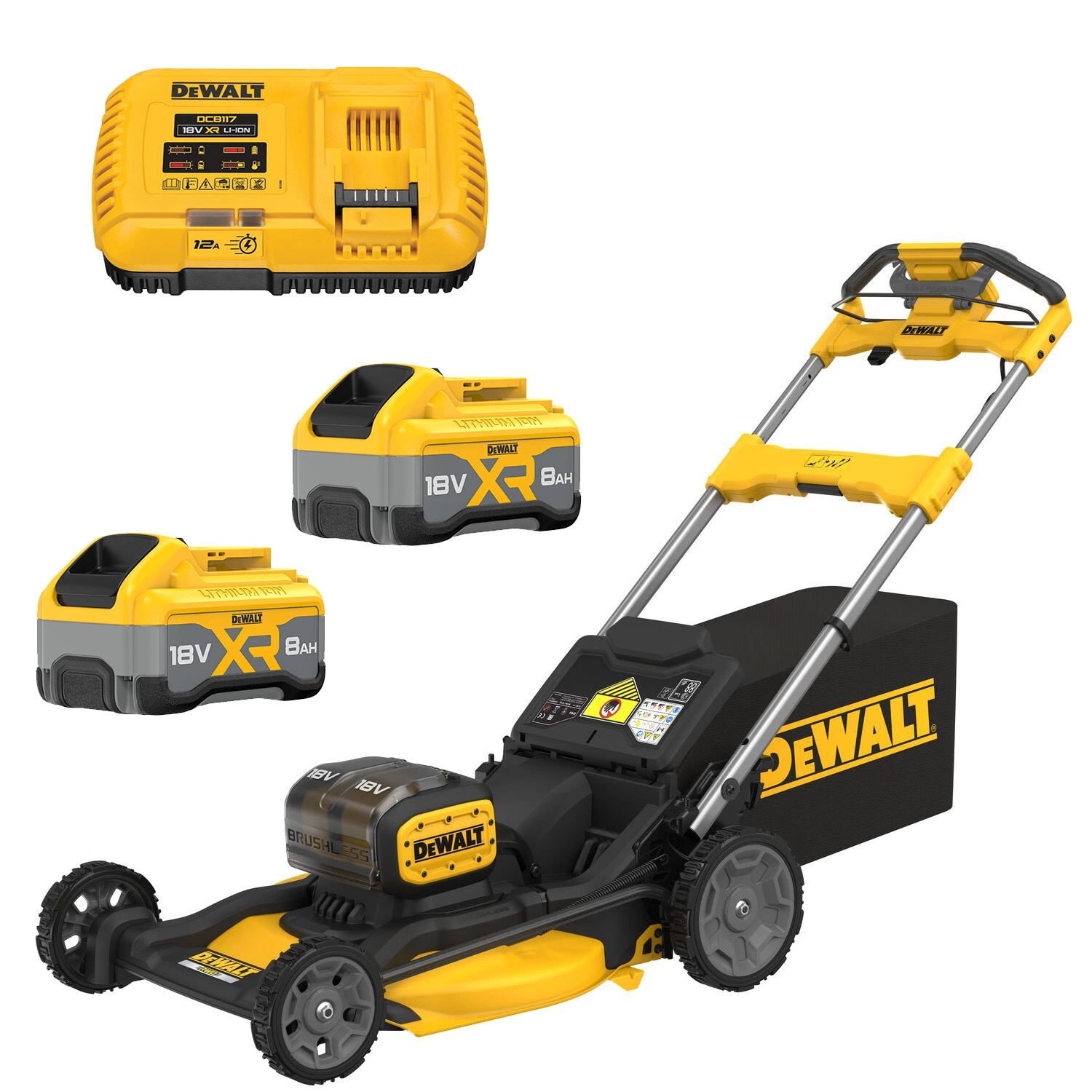 DeWALT DCMWSP156W2 18V XR Li-Ion Tondeuse à Gazon sans Fil (2x Batterie 8.0Ah) - Sans Balais - 53cm-image
