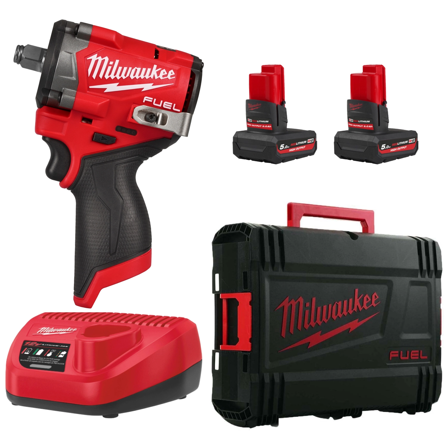 Milwaukee M12 FCIWF12G3-502X 12V Li-ion accu slagmoersleutel set (2x 5.0Ah accu) in HD Box - 745Nm - 1/2" - koolborstelloos-image