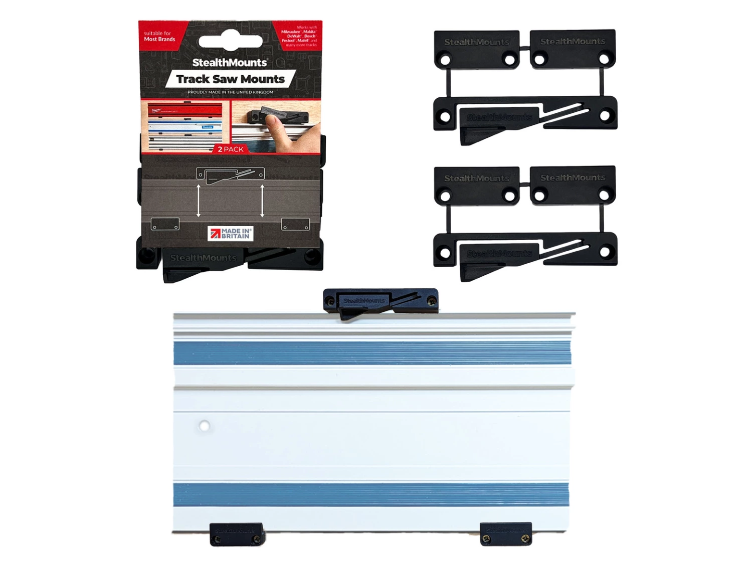 StealthMounts OM-TRM-BLK-2 Geleiderail houder voor Makita/Festool/Milwaukee - Zwart - 2st-image