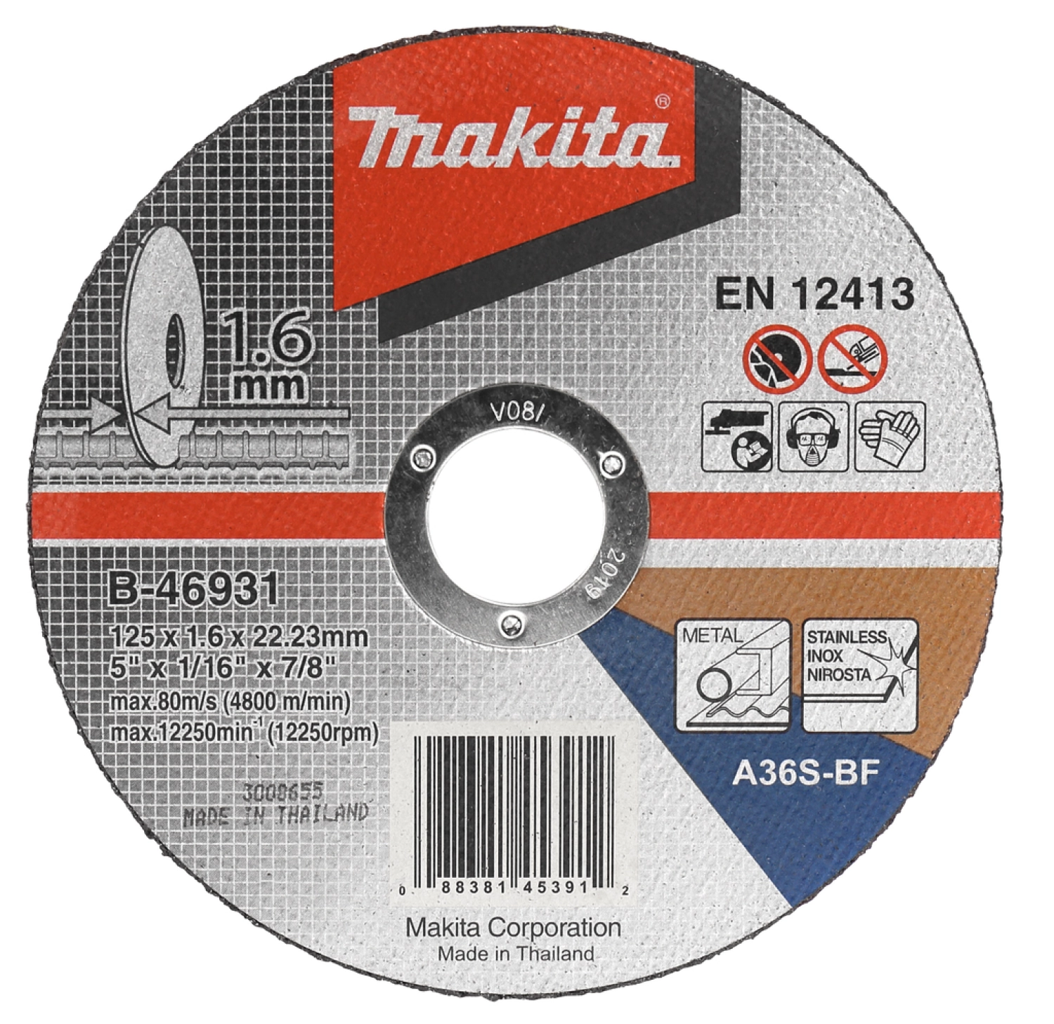 Makita B-46931 Doorslijpschijf RVS - 125x22,23x1,6mm-image