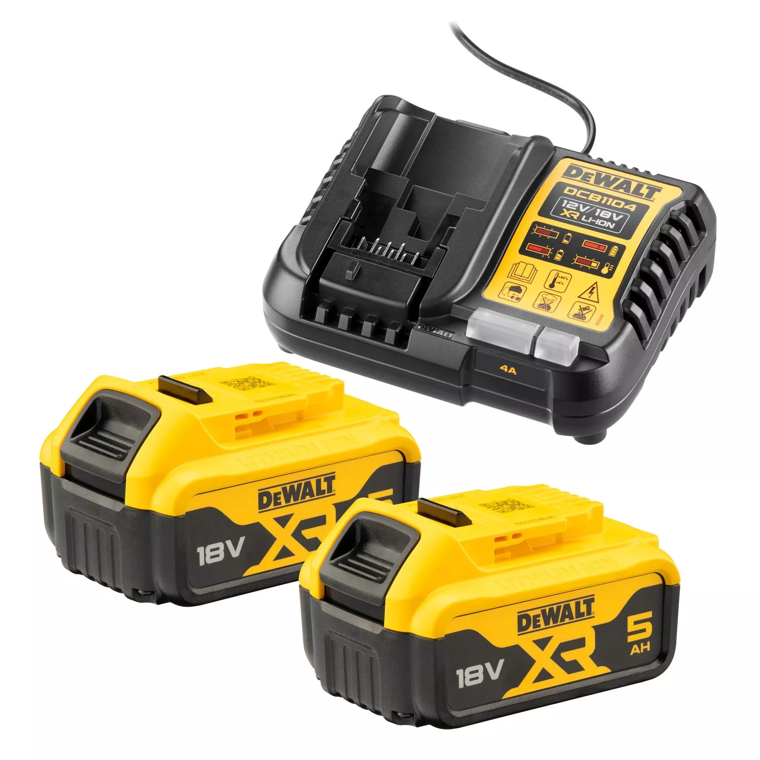 DeWALT DCB1104P2 18V Li-ion XR accu Starterset (2x 5.0Ah) + lader-image