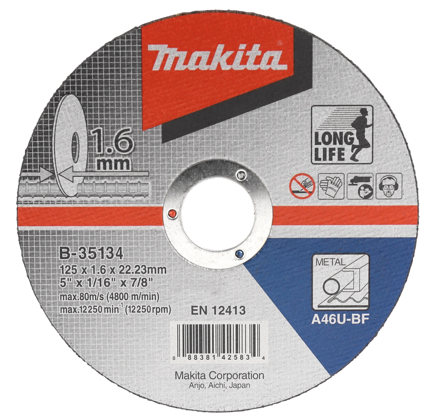Makita B-35134 Doorslijpschijf 125x22,23x1,6mm staal (10st)-image