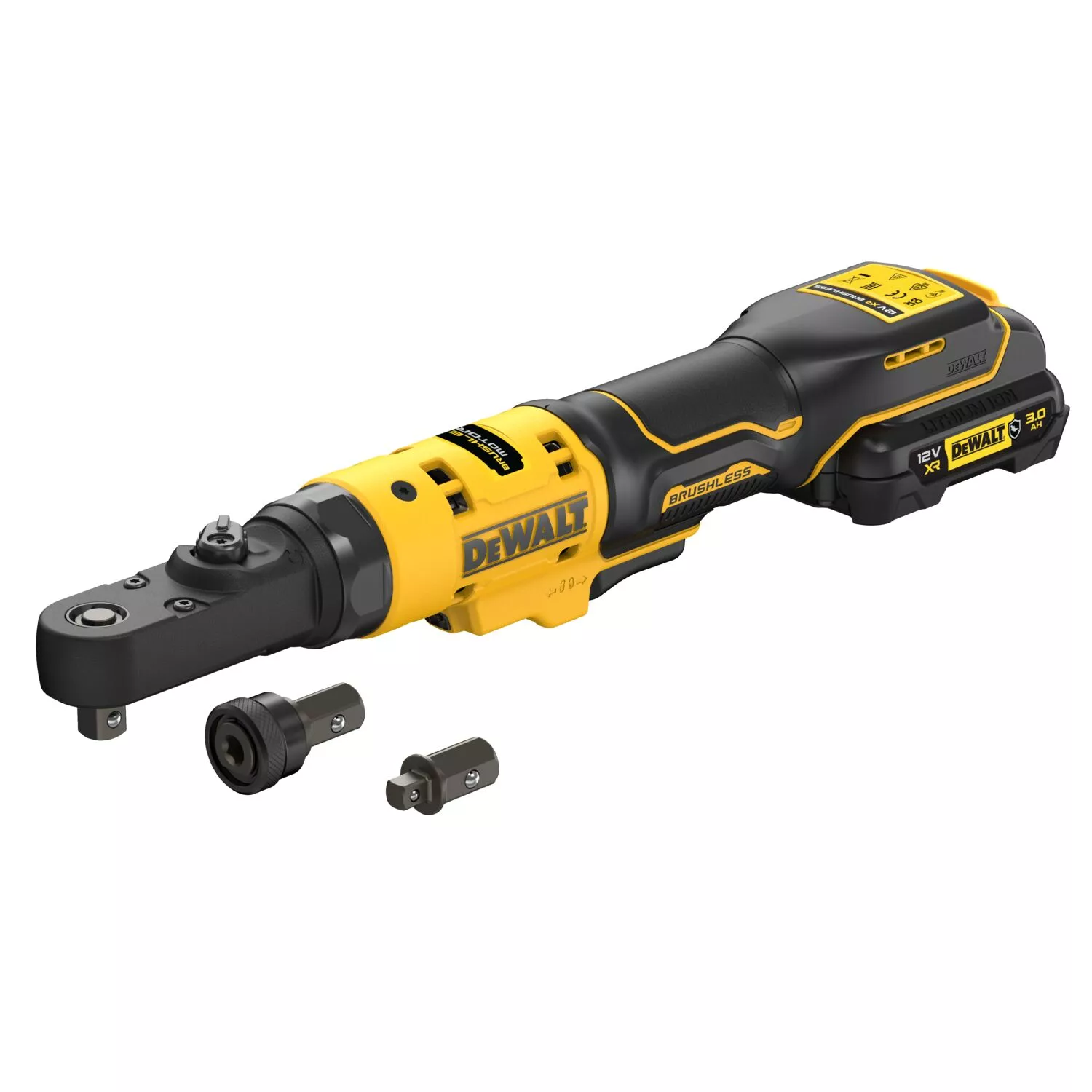 DeWALT DCF500L2G Jeu de clés à cliquet coudées sans fil 12 V Li-ion (1 batterie 3,0 Ah) dans un insert - 1/4'“ et 3/8”'-image