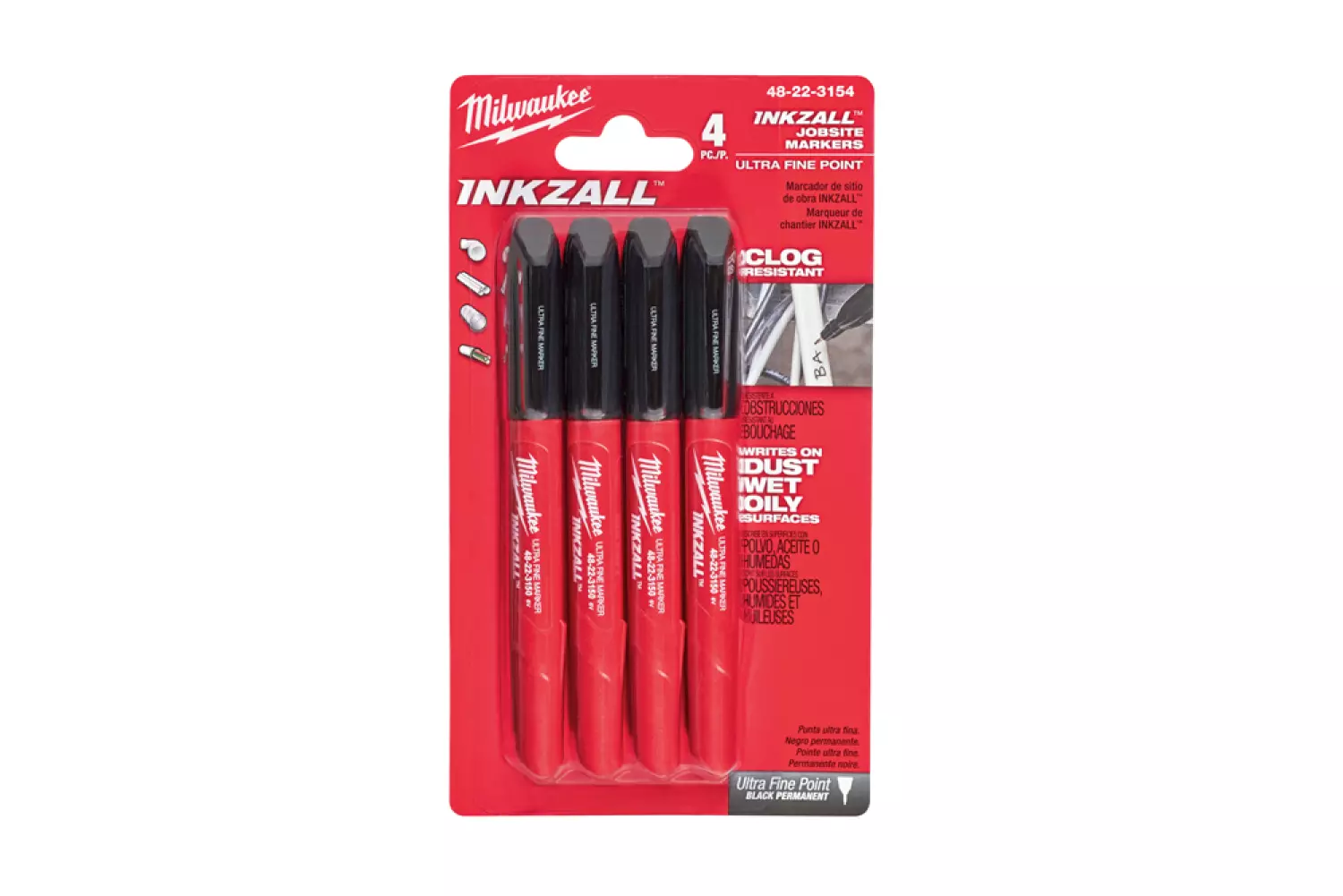 Milwaukee 48223154 Inkzall Marker met fijne punt - Zwart (4st)-image