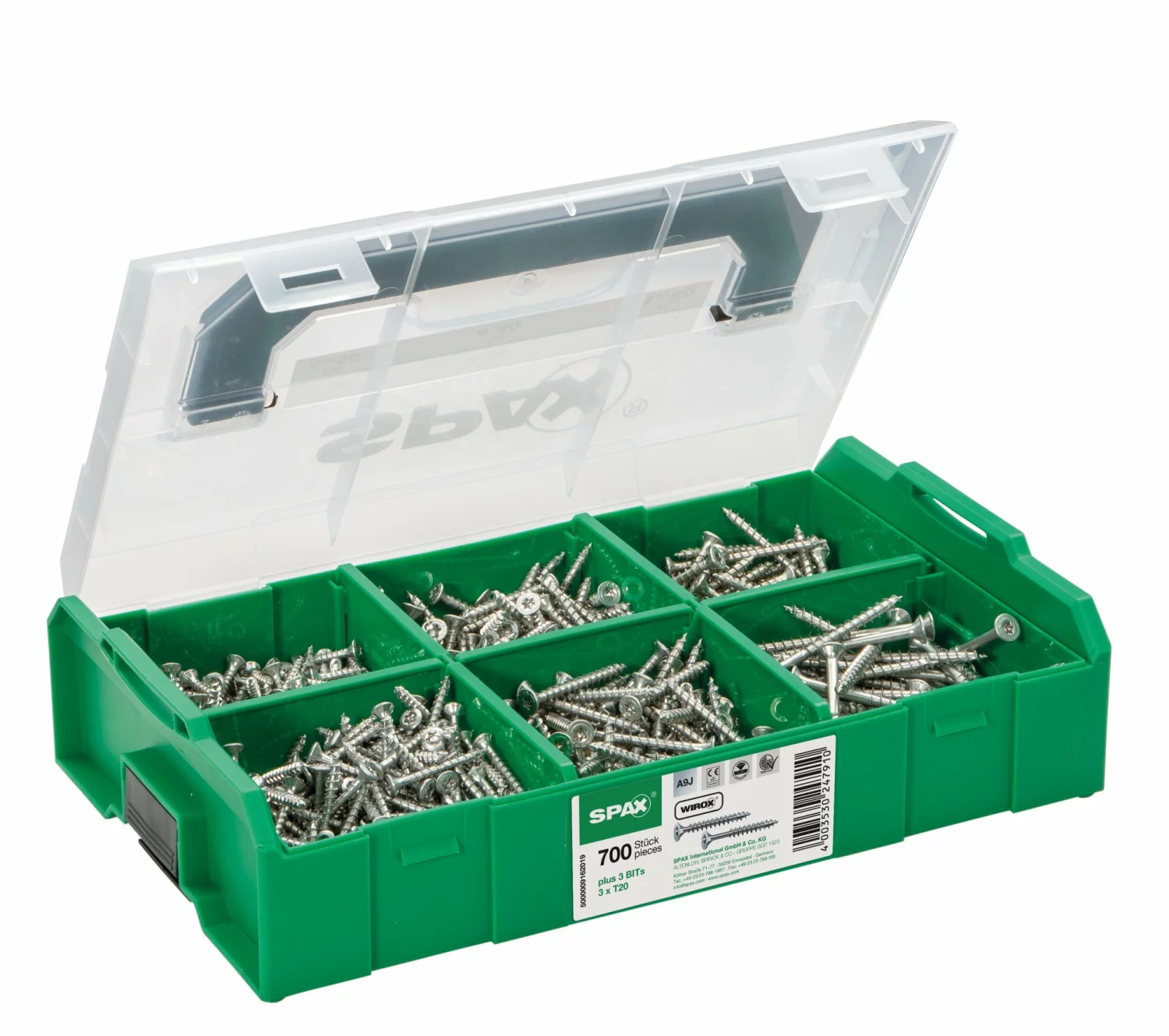 SPAX 5000009162019 - Coffret de montage L-BOXX Mini, 1 pièce, Assortiment de vis avec 6 dimensions, Tête fraisée, T-STAR plus, 4CUT, WIROX-image