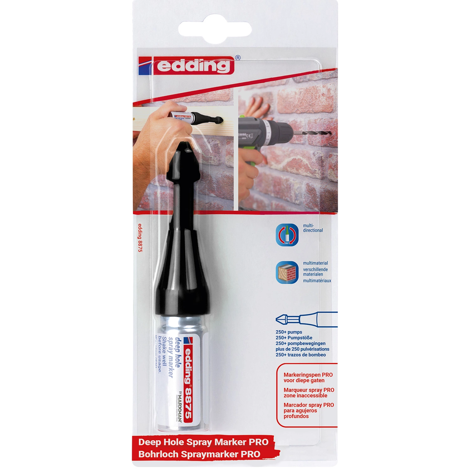Edding ED066527 Markeerspray diep gat - E-8875 PRO blister zwart -1st-image