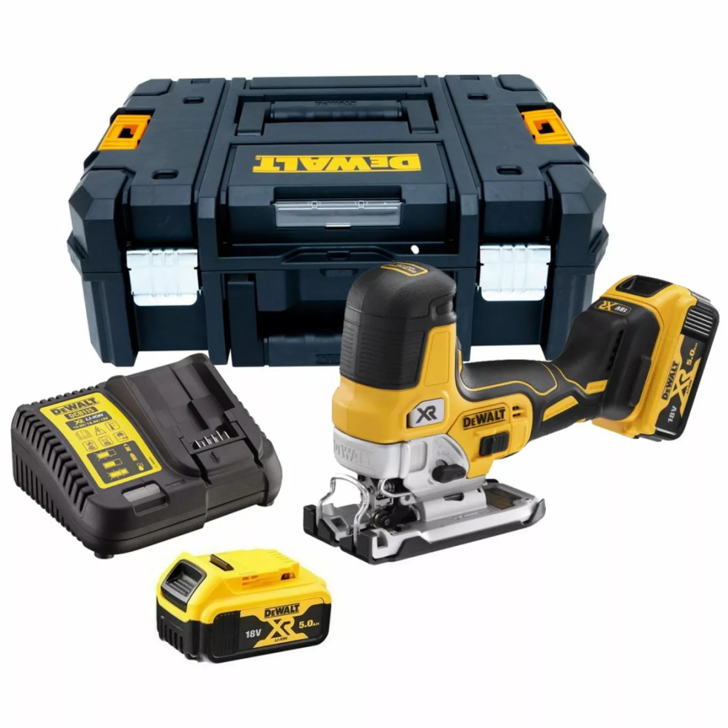 DeWALT DCS335P2 - Scie sauteuse sans fil Li-Ion 18V XR (2x 5.0Ah) dans TSTAK - Poignée T - variable - sans balais-image