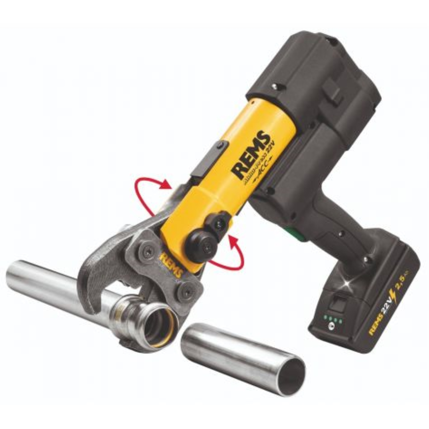 REMS 576010 R220 Akku-Press 22 V ACC accu perstangmachine set in stalen koffer - Universeel 10-108mm - incl. accu 21.6V, 2.5Ah en snellader-image