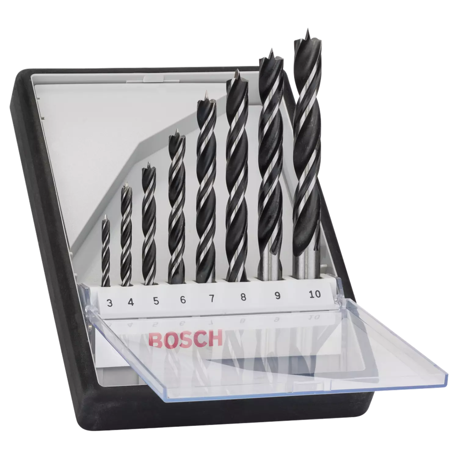 Bosch 2607010533 - Set 8 pièces mèche hélicoïdal à bois Robust Line, 3; 4; 5; 6; 7; 8; 9; 10 mm-image