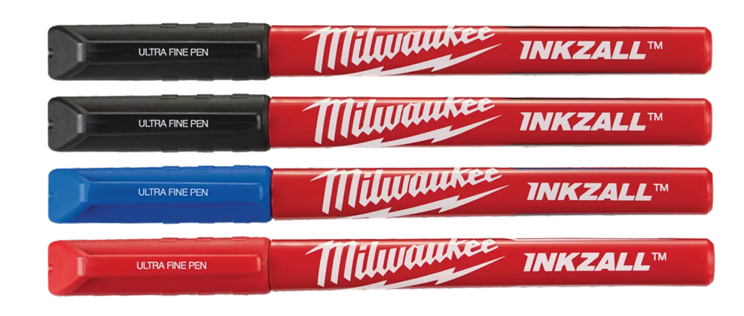 Milwaukee 48223165 Inkzall Marker met fijne punt - Zwart/Blauw/Rood (4st)-image