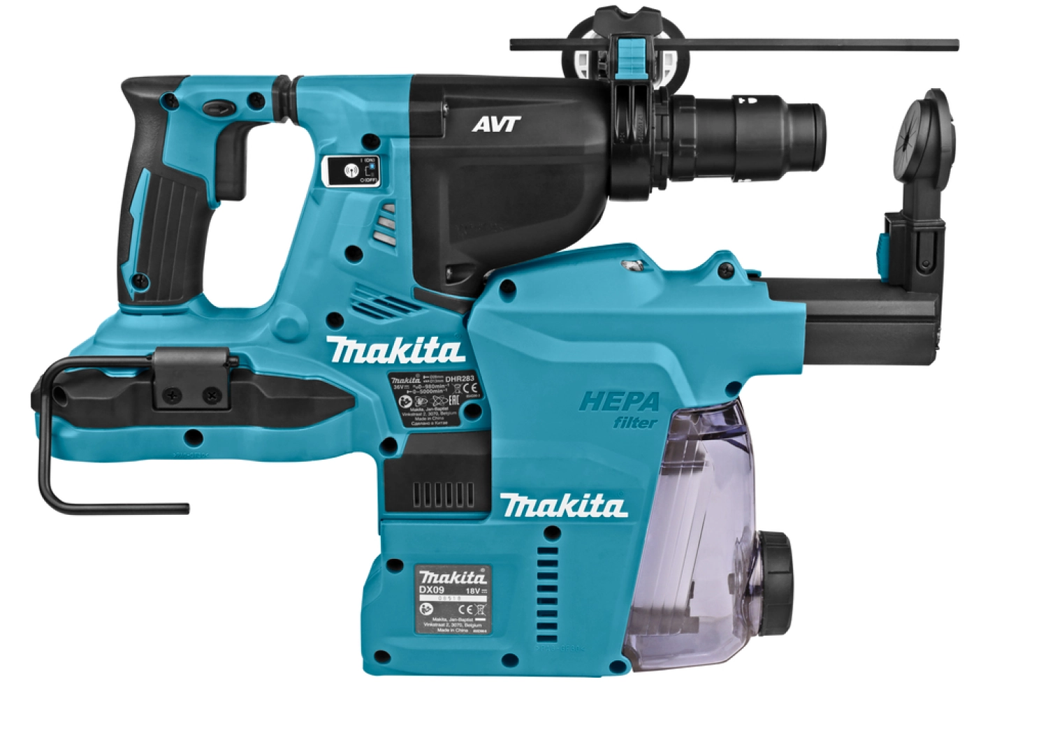 Makita DHR283ZWJU 36V (2x 18V) Li-Ion Accu SDS-plus combihamer incl. stofafzuiging body in Mbox - 2,9J - koolborstelloos-image