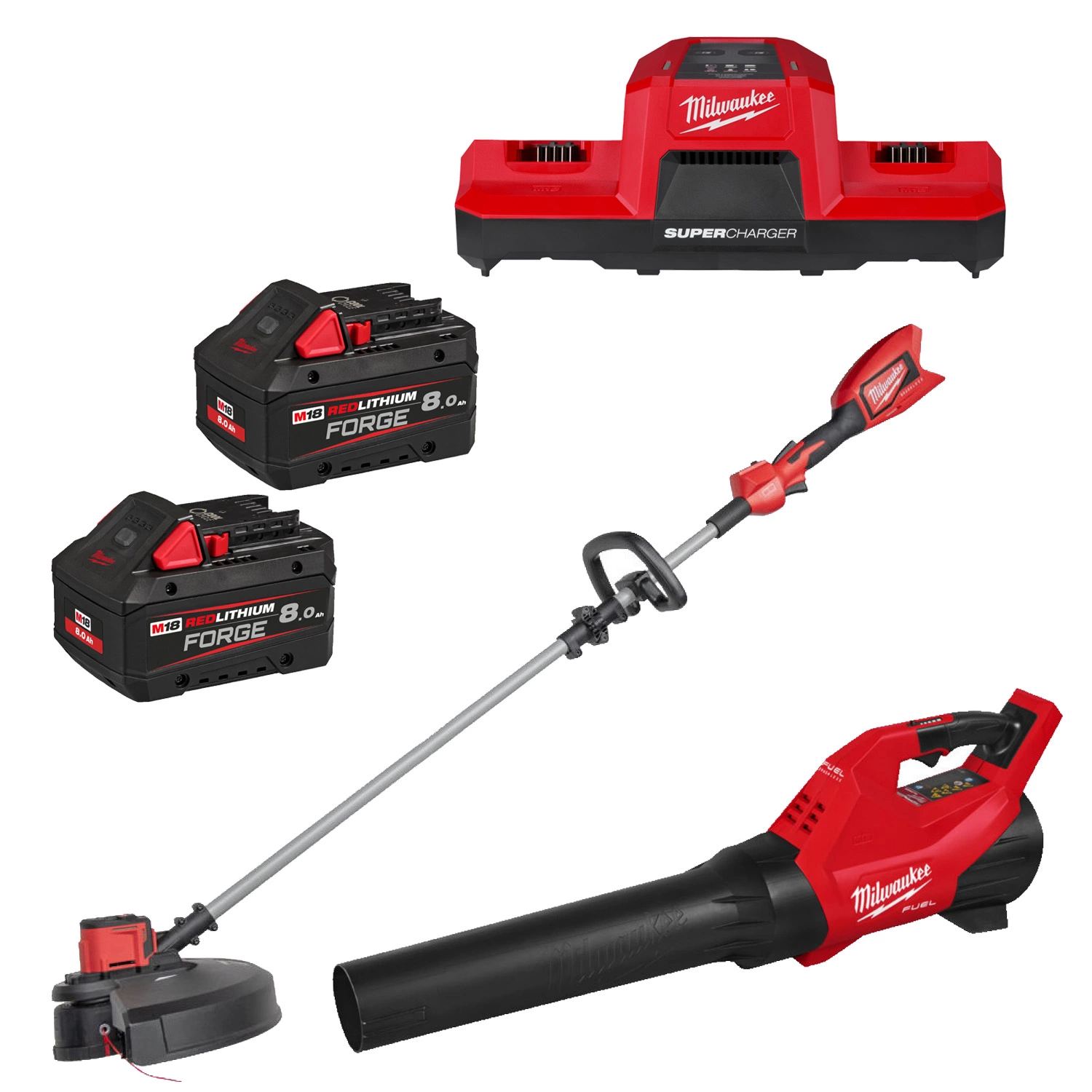 Milwaukee M18 FPP2OPL12-802 Kit débroussailleuse et souffleur de feuilles 18 V Li-ion (2 batteries 8,0 Ah)-image