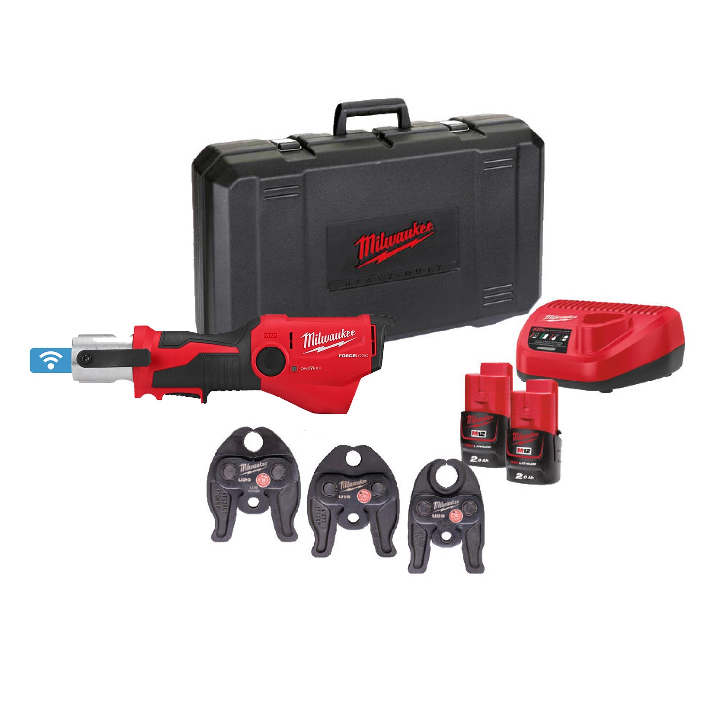 Milwaukee M12 ONEHPT-202C 12V Li-ion accu hydraulische perstang set (2x 2.0Ah accu) in koffer - U-Set-image