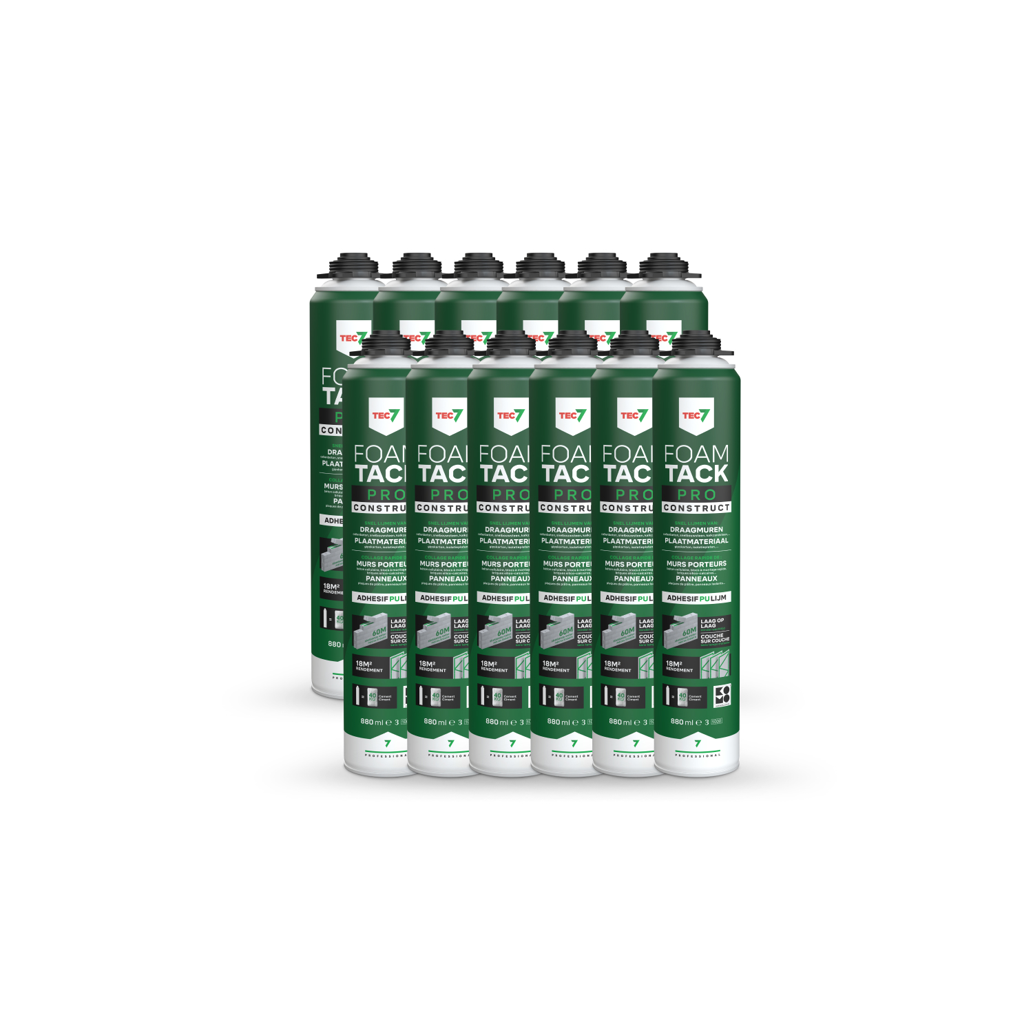 TEC7 FoamTack Pro construct Mousse adhésive - 880 ml (12 pièces)-image