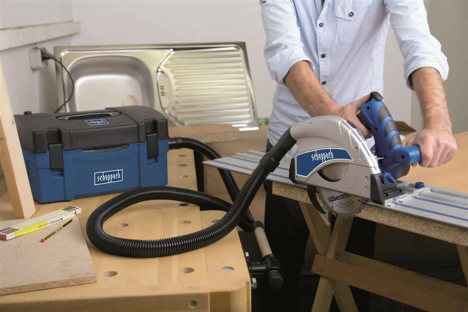 Scheppach PL55 Invalzaag - 1200W - 160mm - incl. geleiderail-image