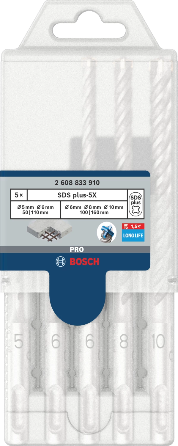 Bosch 2608833910 PRO Hamerboorset SDS plus-5X - 5/6/6/8/10mm (5 stuks)-image