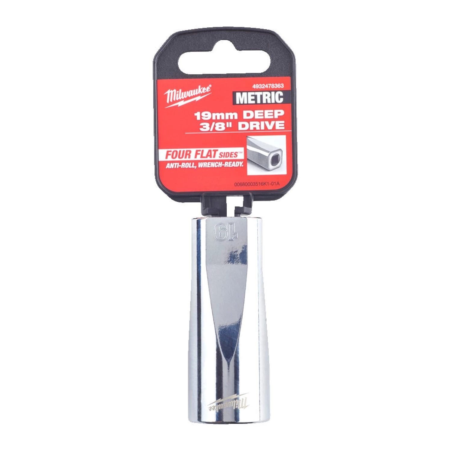 Milwaukee 4932478363 Dop - 3/8" FOUR FLAT™ lang - 19mm-image